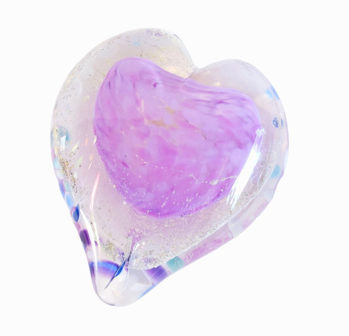 Glass Blown Heart Infused With Pet Ashes