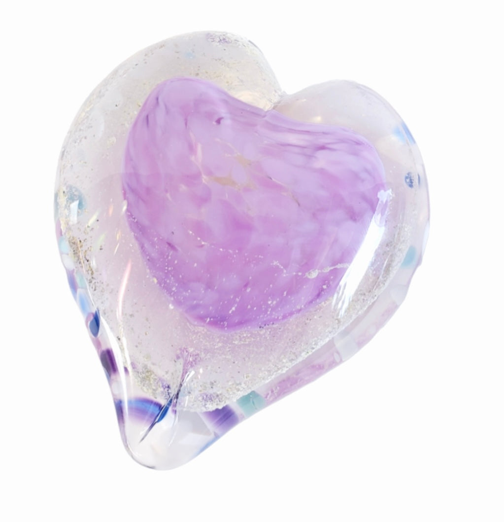 Glass Blown Heart Infused With Pet Ashes