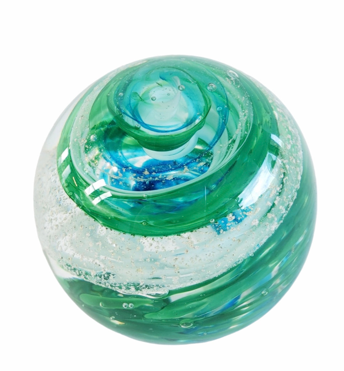 Glass Blown Spiral Piece Infused with Pet Ashes