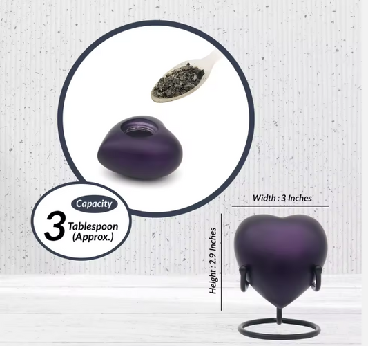Beautiful Black Love Heart Pet Ashes Urn