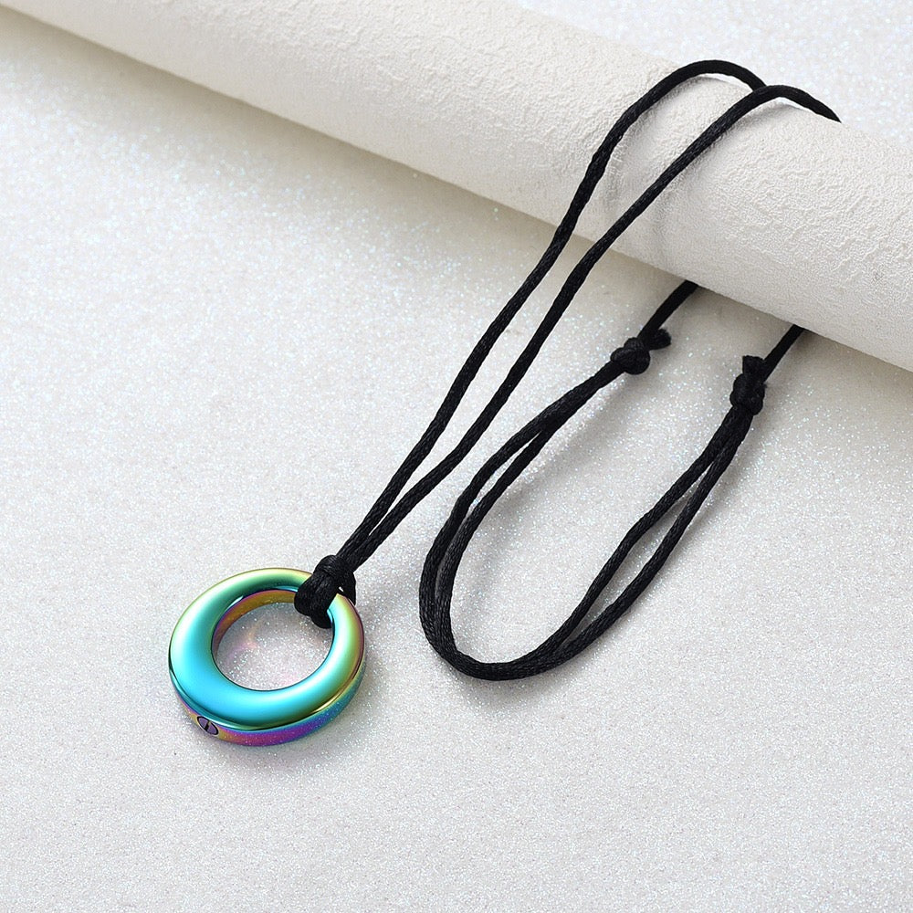 Circle of Life Pet Ashes Pendant - Aqua Rainbow