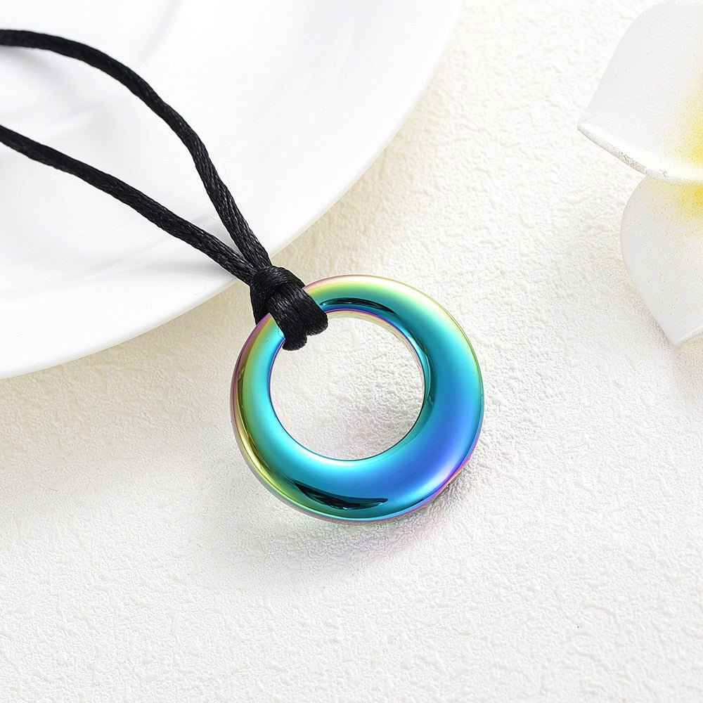 Circle of Life Pet Ashes Pendant - Aqua Rainbow