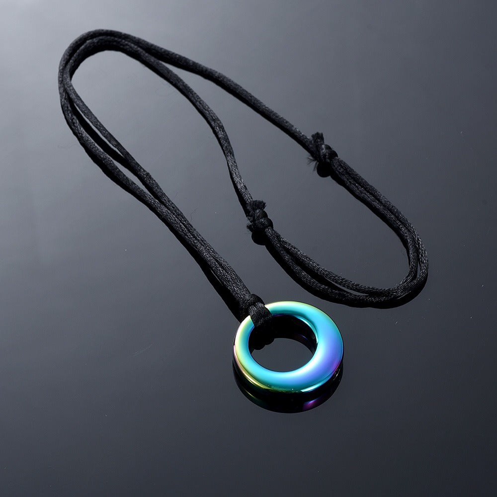 Circle of Life Pet Ashes Pendant - Aqua Rainbow