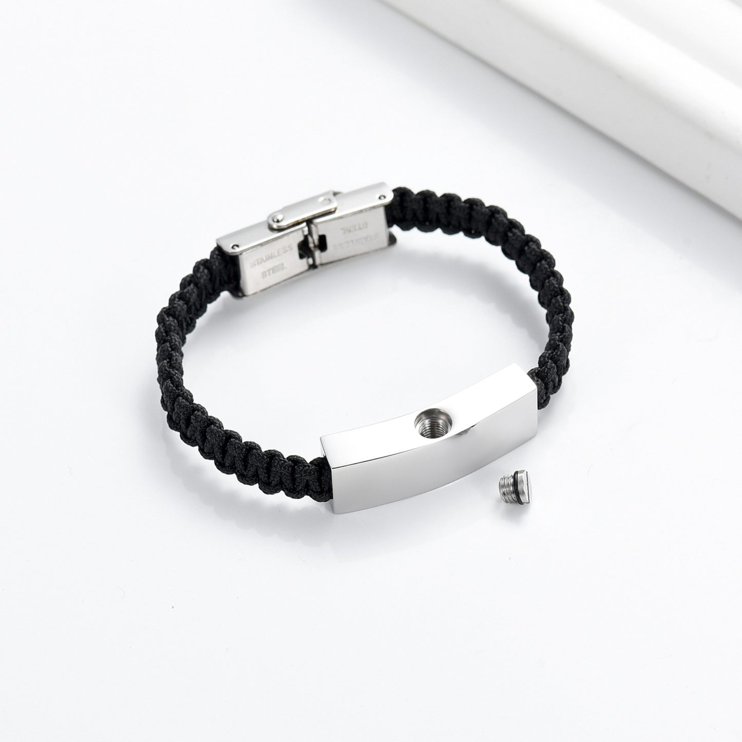 Black Bracelet that holds Pet Ashes