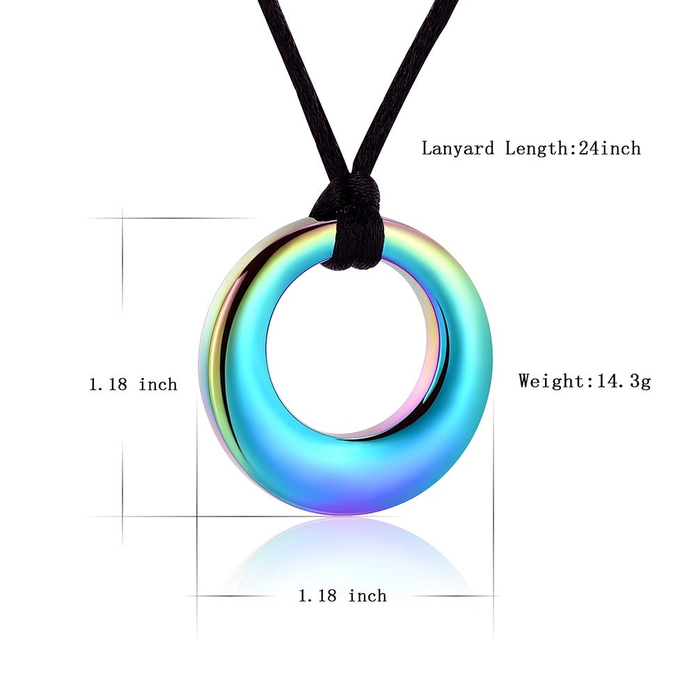 Circle of Life Pet Ashes Pendant - Aqua Rainbow