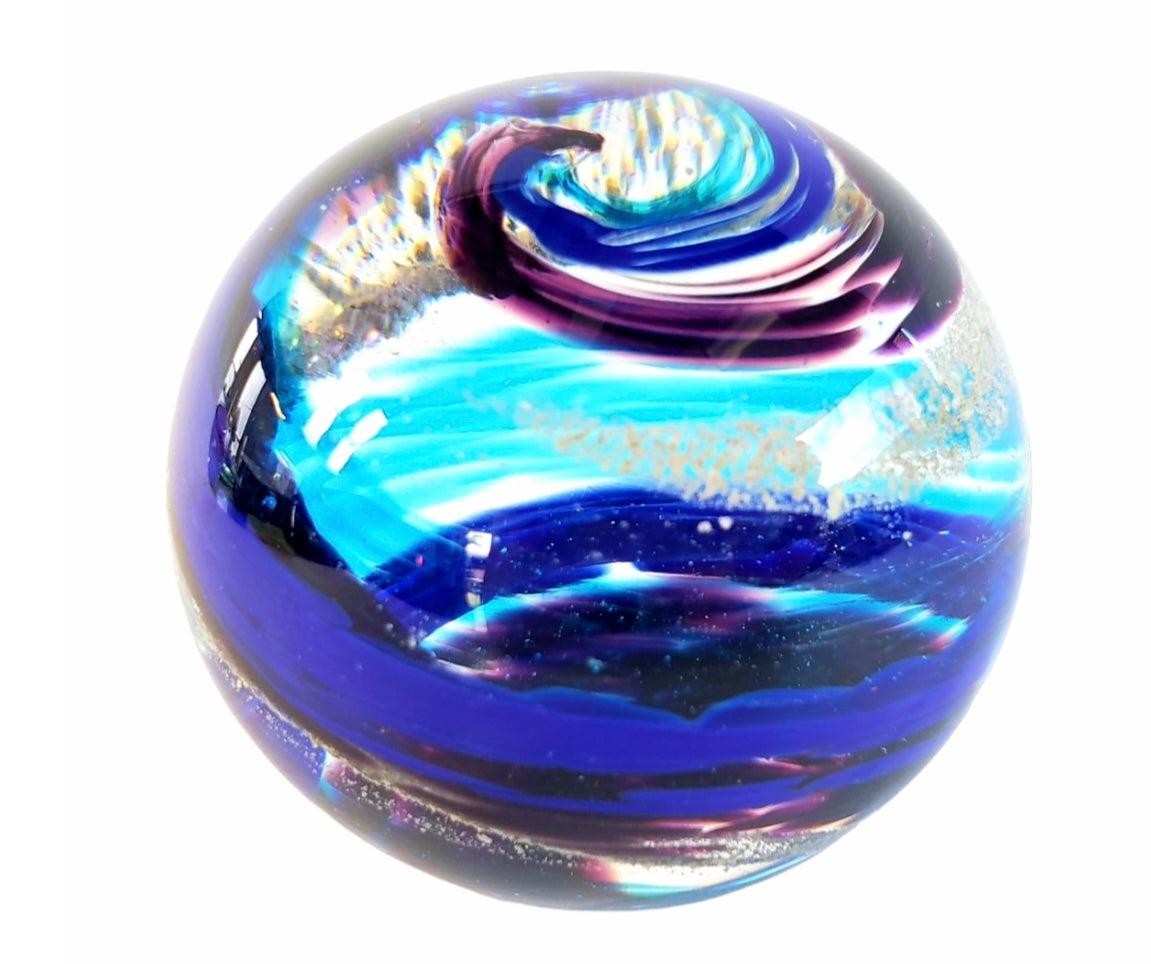 Glass Blown Spiral Piece Infused with Pet Ashes