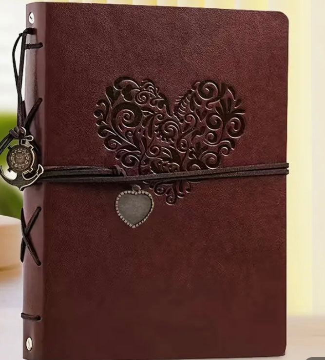 Vintage Love Heart Faux Leather Scrapbook