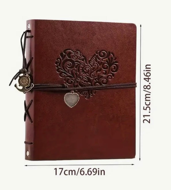 Vintage Love Heart Faux Leather Scrapbook