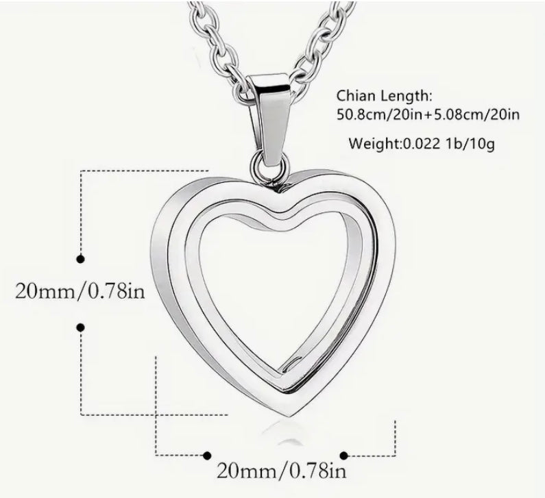 Black and Silver Love Heart Pendant for pet ashes