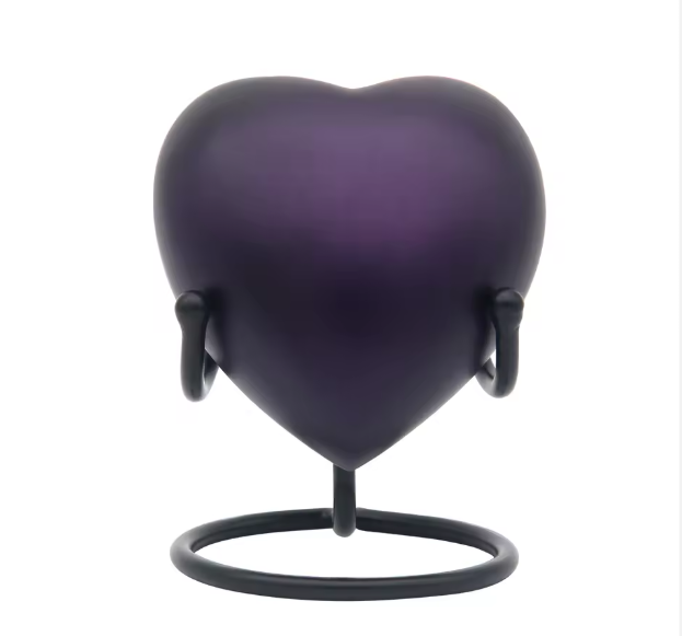Beautiful Black Love Heart Pet Ashes Urn