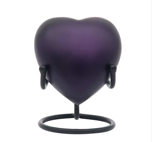 Beautiful Black Love Heart Pet Ashes Urn
